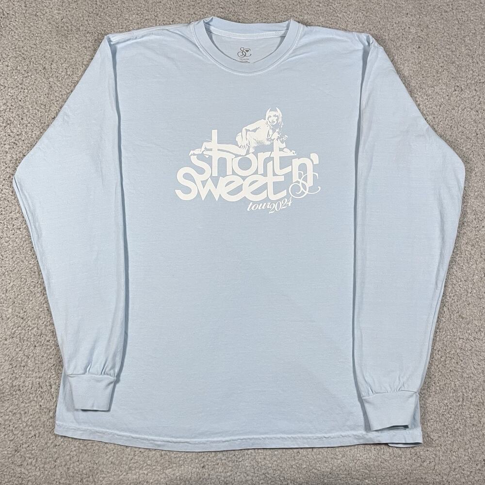 Sabrina Carpenter Shirt XL Blue Long Sleeve Short Sweet Tour 2024 Merch